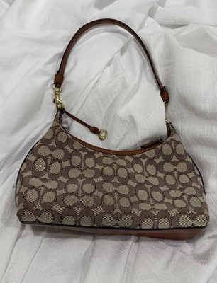 Coach Juliet 25 Brown Logo Pattern Shoulder Bag Gold Chain