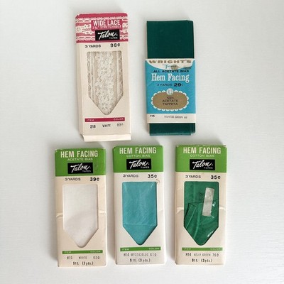 Lot Vintage Lace Stretch Hem Facing Seam Binding Wrights Talon Cotton Acetate