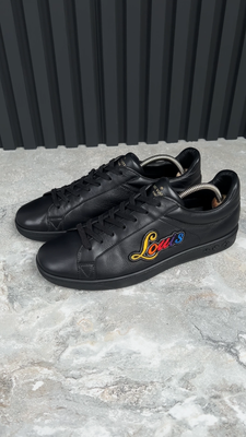 Louis Vuitton Luxembourg Sneaker Embroidered Black Leather 7 LV or