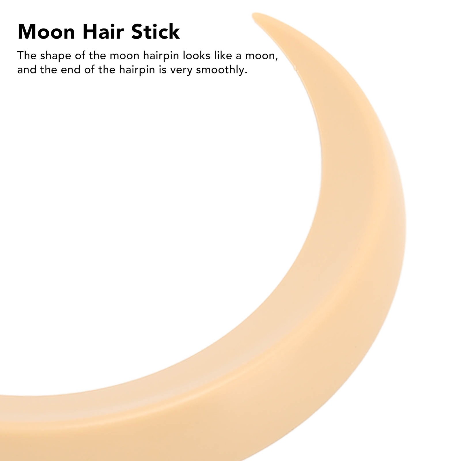 (Beige)2Pcs Moon Hair Fork ABS Decorative Portable Moon Hairpin Hair Stick JY