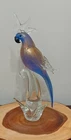 Vintage Murano Glass Cockatoo Sculpture Cockatiel Gold/Purple Small Tail Chip.