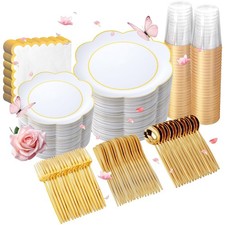WONDERFUL 350PCS White Plastic Plates for Party Plates Disposable Heavy Duty ...