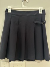 Express Womens Navy Blue Solid Pleated Side B...