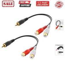 RCA Splitter 1 Male to 2 Female Stereo Audio Cable, Gold Plated Dual RCA Fema...