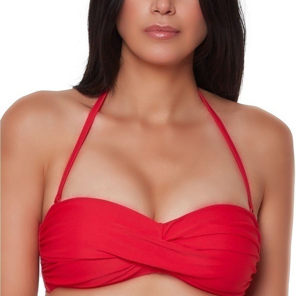 BAR III Twist Bandeau Bikini Top, swimsuit In Paradise Pink size L New