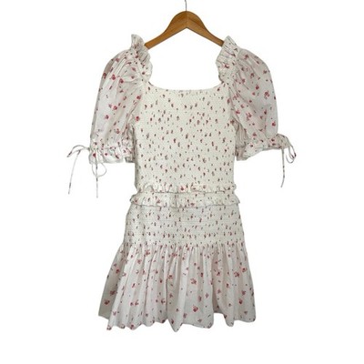 dress with short sleeve Staud Short Sleeve Wells Dress Blue Toile
