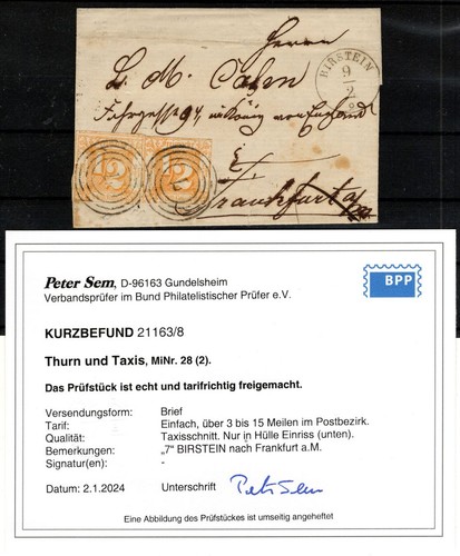 Rates 28 Beautiful MINIBRIEF 7 BEERSTEIN Towards Frankfurt BPP (DA1576)