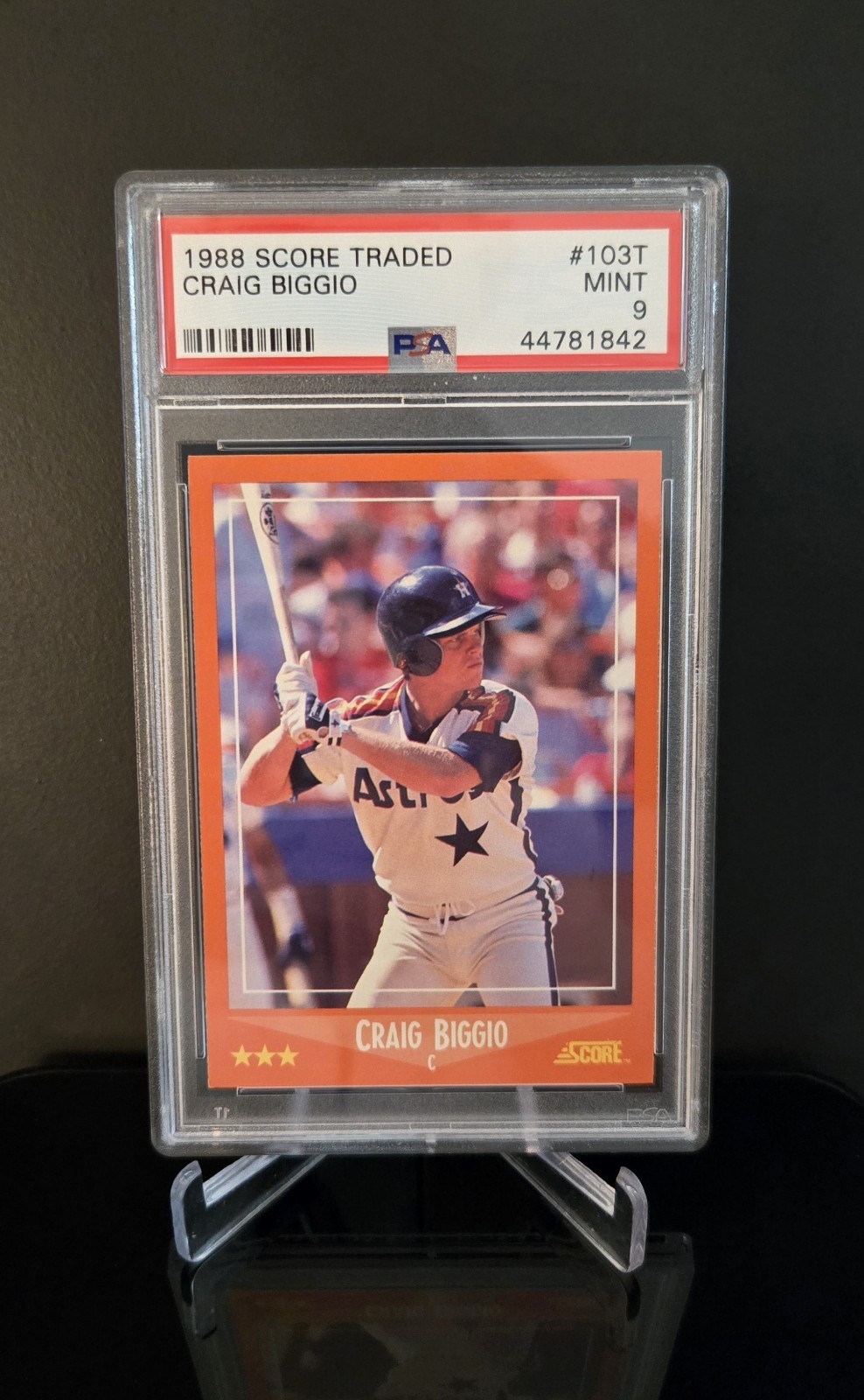 PSA 9 🔥 CRAIG BIGGIO RC 1988 Score Traded Rookie Card #103T Mint