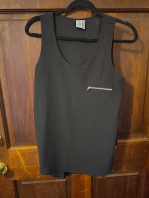 Paper Crane Black Zipper Tank M Scoop Neck Industrial Y2K 