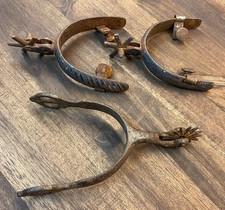 MIXED VINTAGE COWBOY SPURS DECORATED PATINA SET 0F 3