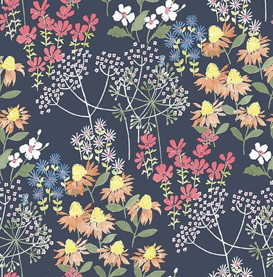 FD27016_Terrace Painterly Meadow Floral Blue Pink Green Fine Decor Wallpaper
