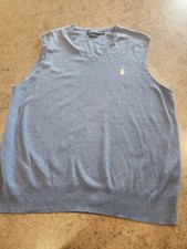 Polo Ralph Lauren BLUE label Men's Blue Pima Cotton Sweater Vest Size L Preppy