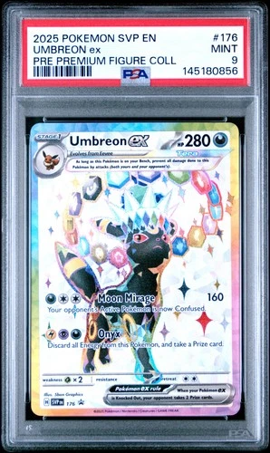 2025 POKEMON PRISMATIC EVOLUTIONS PREMIUM FIGURE COLLECTION UMBREON EX PSA 9