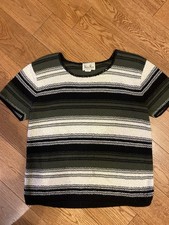 Vintage Reba Rose, Striped Knit, Grunge, Goblincore, Made in USA, Retro Sweater