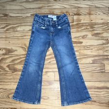 OshKosh B'gosh Girls Flared Jeans Size 5 Regular Blue Denim Cotton Spandex