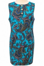 TALBOTS Paisley Dress Lined Sheath Blue Womens Plus Size 20 Sleeveless NWOT