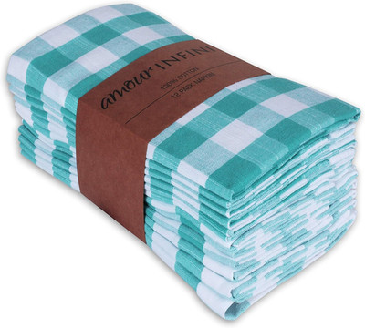 Cotton Dinner Napkins Pack of 12 - Buffalo Plaid, Washable & Reusable Absorbent