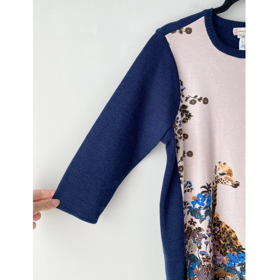 Vestido Anthropologie Paul & Joe Hermana Jirafa Canopy Tejido S Azul Marino Novedad Lana Foto 3 de 4