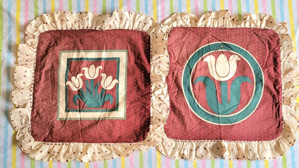 Juego De Colección De 2 Fundas De Almohada Cottage Chic Con Volantes Estampado De Tulipán Foto 3 de 4