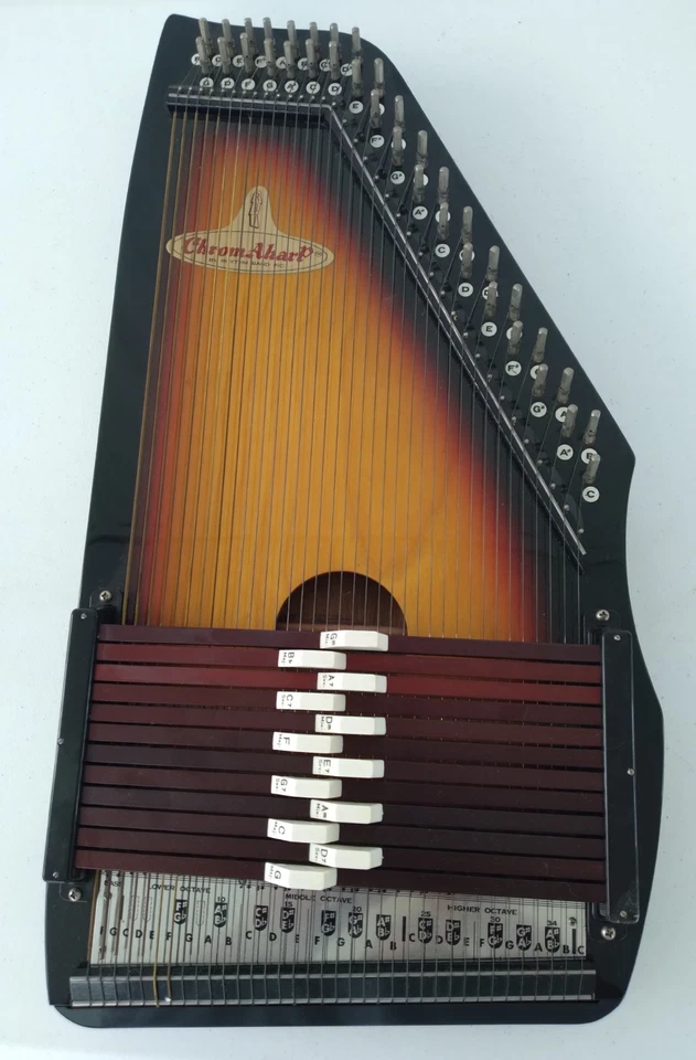 Chromaharp Rhythm Band Inc 12 Cord RBI Sunburst Autoharp Chord Zither Instrument - Image 2 of 4
