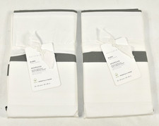 Pottery Barn Set of 2 Morgan Banded 400tc Euro Pillow Shams Flagstone Gray White