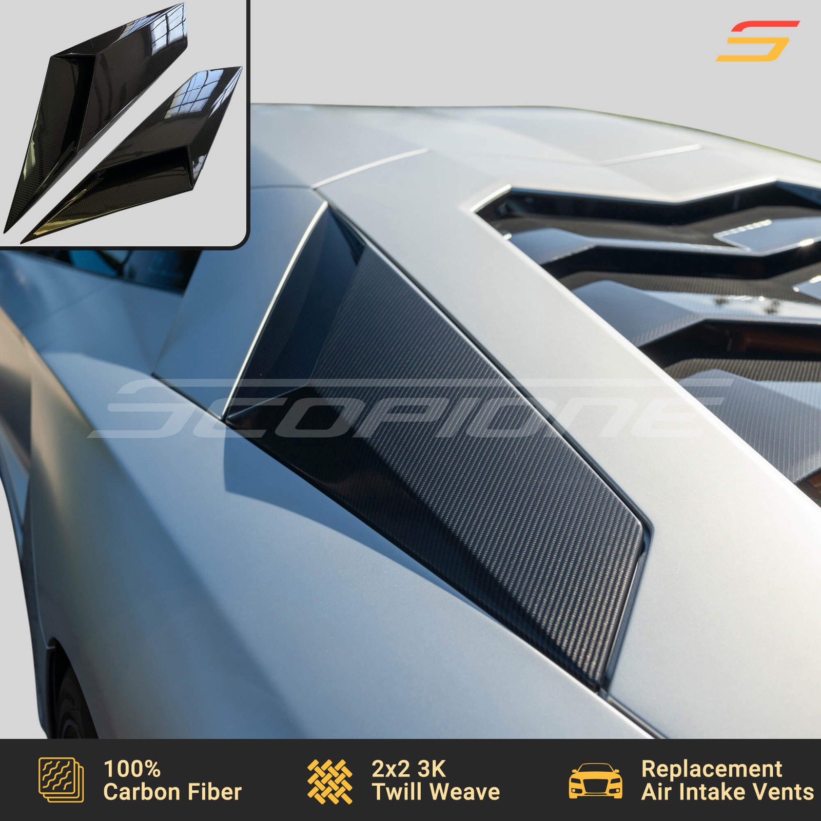 Scopione Carbon Side Air Intake Engine Vents for Lamborghini 18-22 Aventador S