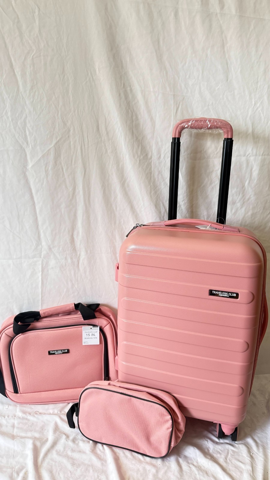 New Travelers Club Austin Hard Side 20&Quot; Carry On Luggage Set 3 Piece Rose Pink