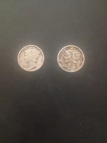 Lot Of Two 90% Silver Mercury Dimes Circulated Bullion Coin Good Gold Stack