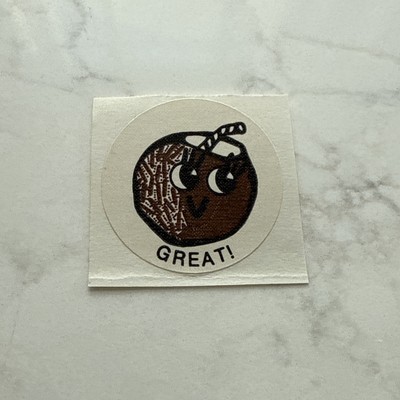 Vintage Scratch & Sniff Coconut Matte Sticker 7/8  Teachers Good Job Sticker
