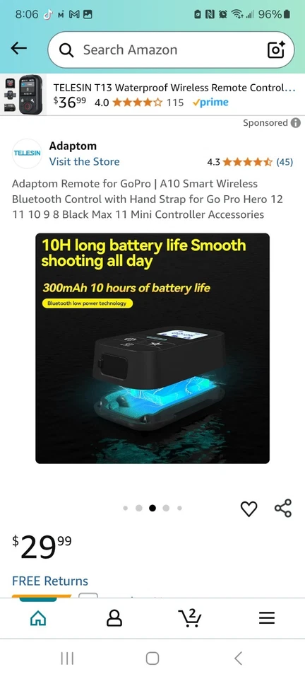 Adaptom Remote for GoPro | A10 Smart Wireless Bluetooth Control with Hand Strap - Image 3 of 4