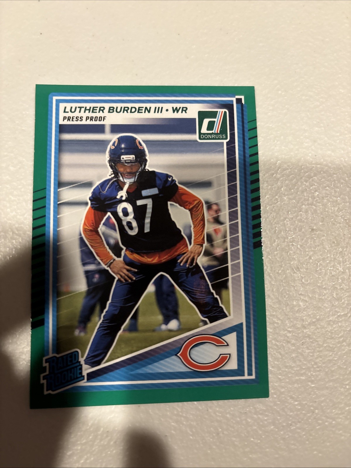 2025 Panini Donruss - Rated Rookie Luther Burden #395 Press Proof Green (RC)