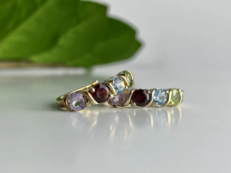 925 Sterling Silver Gold Plated Multi Gemstones Earrings - Image 4 of 4