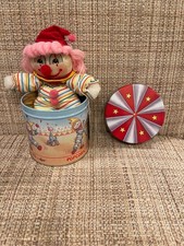 1980's Russ Berrie Popcorn the Circus Clown in a Can 4913 made in Hong Kong