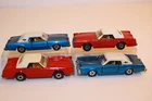 Lot of 4 Vintage 1970's Matchbox & Tomica Lincoln Continental MK IV & V Cars