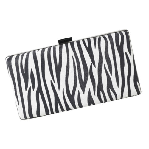  Black and White Clutch Bag Ladies Shoulder Bags Dinner Stripe - Afbeelding 1 van 12