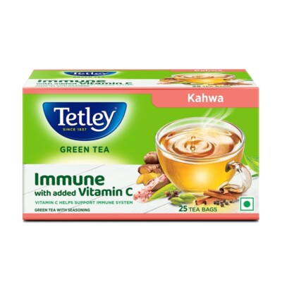 Tetley Green Tea Immune Kahwa with Pink Salt, Ginger, Cardamom Spiced green tea