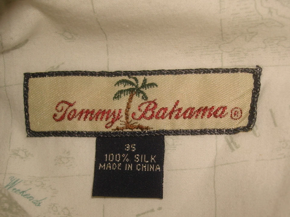 TOMMY BAHAMA LT. BEIGE 100% 真丝单打褶连衣裙短裤,尺寸 35 / 7.5 英寸内缝 — 第 2/4 张图片