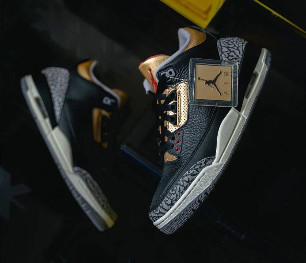 NIKE Air JORDAN 3 III Retro Black Cement GOLD CK9246 067 Women 11