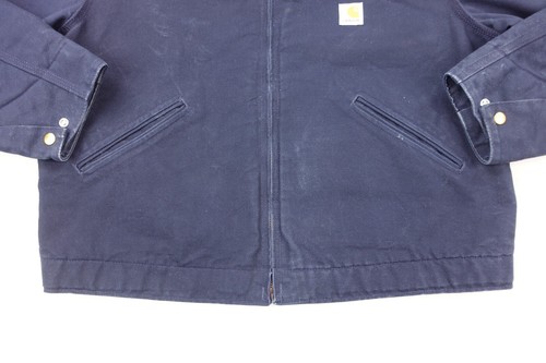 De Colección Chaqueta Carhartt Para Hombres 46 Azul Detroit Manta Forrada Lona J01 DNY Cremallera Completa - Imagen 3 de 11