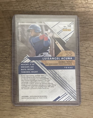2019 Panini Elite Extra Edition Luisangel Acuna Status Red Die-Cut Auto #19/75 - Picture 2 of 2