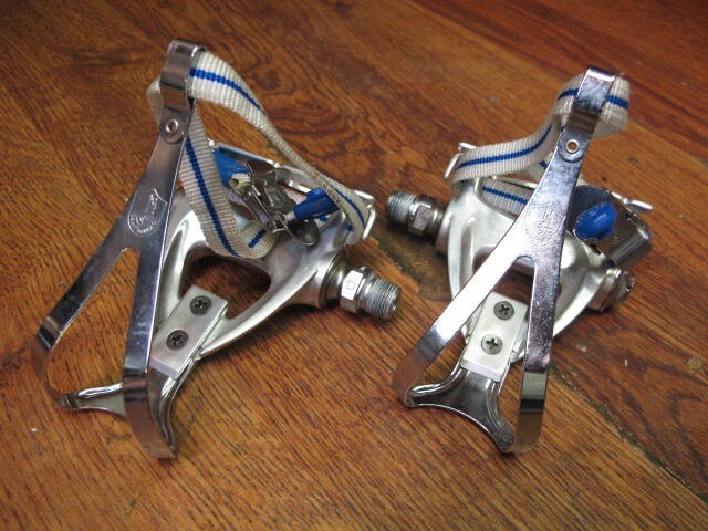 Pédales Aéro Vintage Campagnolo C Record Avec Cale-pieds Et Sangles Cuir