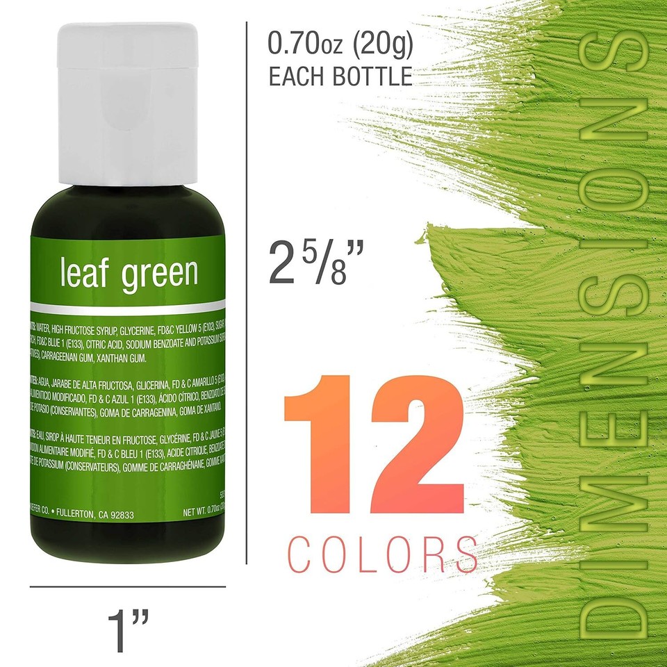 U.S. Cake Supply 12 Color Food Coloring Yellow,Orange,Blue,Green,Violet