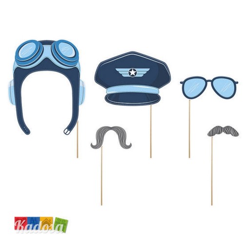 Set Photobooth PILOTA 5 pz - Aeroplano Cappello Occhiali Compleanno Festa  Party | eBay