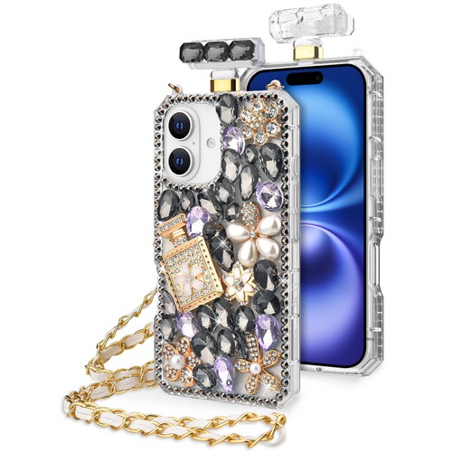Für Apple iPhone 16 Plus - Parfüm Flakon Cover Case mit Edelstein Strass Armband - Bild 14 von 31