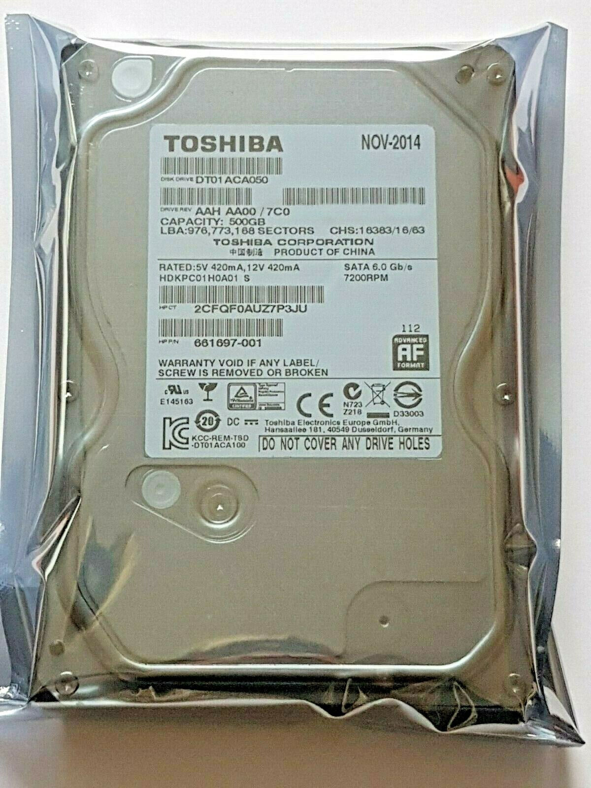 500 GB SATA Toshiba DT01ACA050 HDKPC01H0A01 S 7200rpm HDD 3.5 500 GB SATA Toshiba DT01ACA050 HDKPC01H0A01 S 7200rpm HDD 3.5