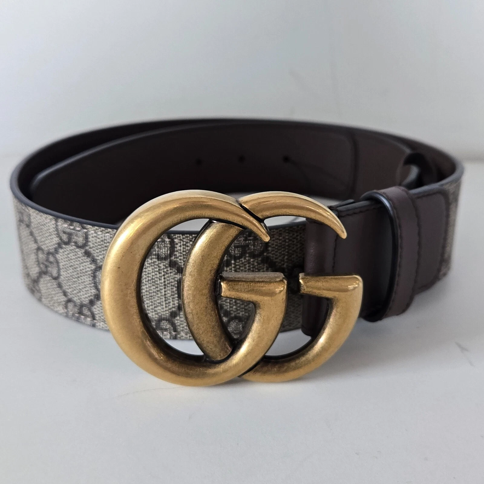 Gucci GG Supreme Canvas Belt – Size 85/34, Beige & Brown BNIB
