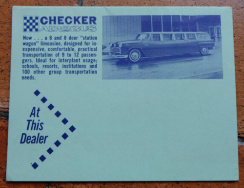 🚘 Brochure Auto CHECKER AEROBUS Limousine Catalogue Document Prospekt Sales - Afbeelding 1 van 3