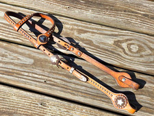LOVELY QUALITY Light Oil Silver Dots Brown Iron/Silver Western Headstall Bridle