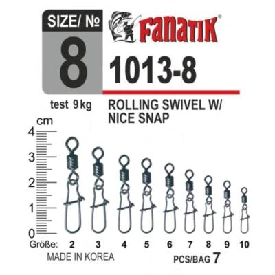 FANATIK Wirbel mit Karabiner 1013 Gr. 2-10 Duo-Lock Snap Rolling Swivel w. Snap