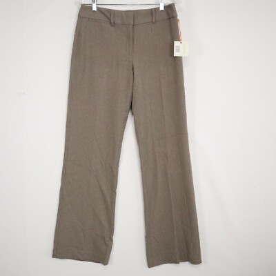 Intuitions Pants Womens 8 Soft Essence Dress Slacks Brown Houndstooth Plaid NWT